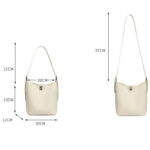 Women's Full-Grain Leather Textured Turn-Lock Shoulder Bucket Bag