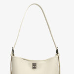 Women's Full-Grain Leather Textured Turn-Lock Shoulder Bucket Bag