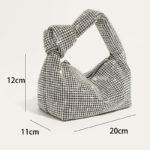 Women's Silver Rhinestone Knotted Top Handle Clutch Bag