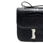 Women's Full-Grain Leather Croc Print H-Lock Crossbody Bag