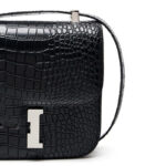 Women's Full-Grain Leather Croc Print H-Lock Crossbody Bag