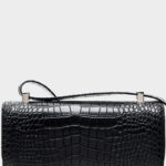 Women's Full-Grain Leather Croc Print H-Lock Crossbody Bag