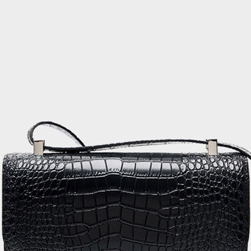 Women's Full-Grain Leather Croc Print H-Lock Crossbody Bag