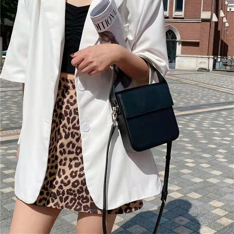 Women's Split Leather Structured Flap Shoulder Bag