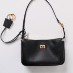 Women's Split Leather Gold-Hardware Lock Shoulder Bag