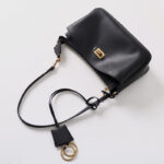 Women's Split Leather Gold-Hardware Lock Shoulder Bag