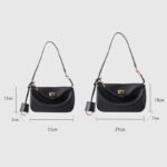 Women's Split Leather Gold-Hardware Lock Shoulder Bag