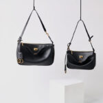 Women's Split Leather Gold-Hardware Lock Shoulder Bag