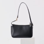Women's Split Leather Gold-Hardware Lock Shoulder Bag