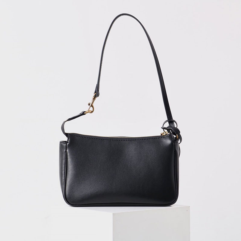 Women's Split Leather Gold-Hardware Lock Shoulder Bag