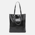 Women's Waxed Leather Structured Tote Shoulder Bag