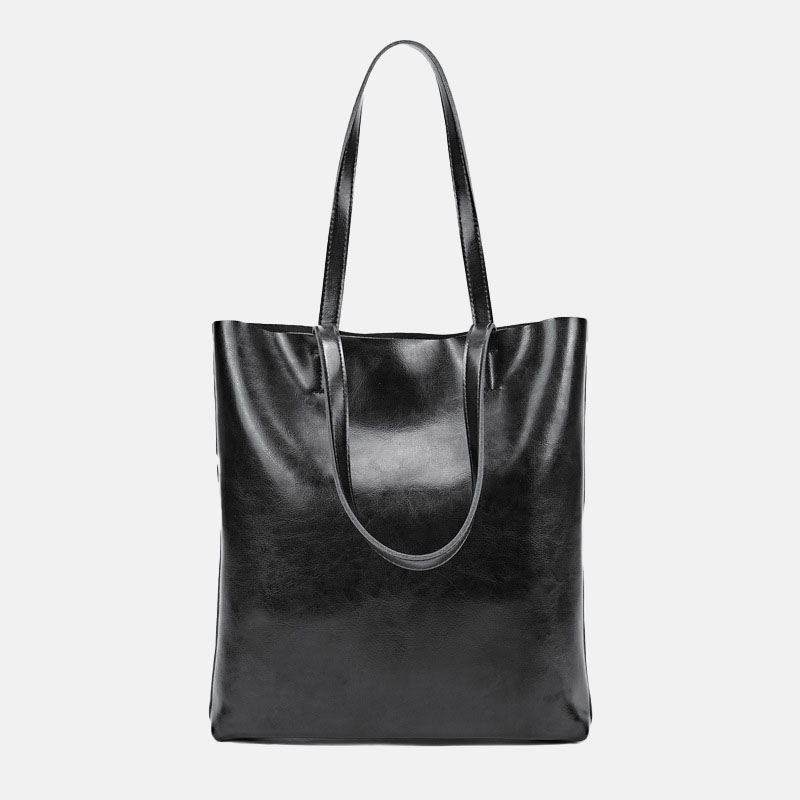 Women's Waxed Leather Structured Tote Shoulder Bag