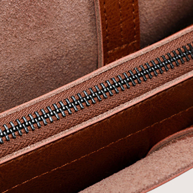 Women's Waxed Leather Structured Tote Shoulder Bag
