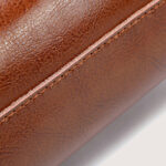 Women's Waxed Leather Structured Tote Shoulder Bag