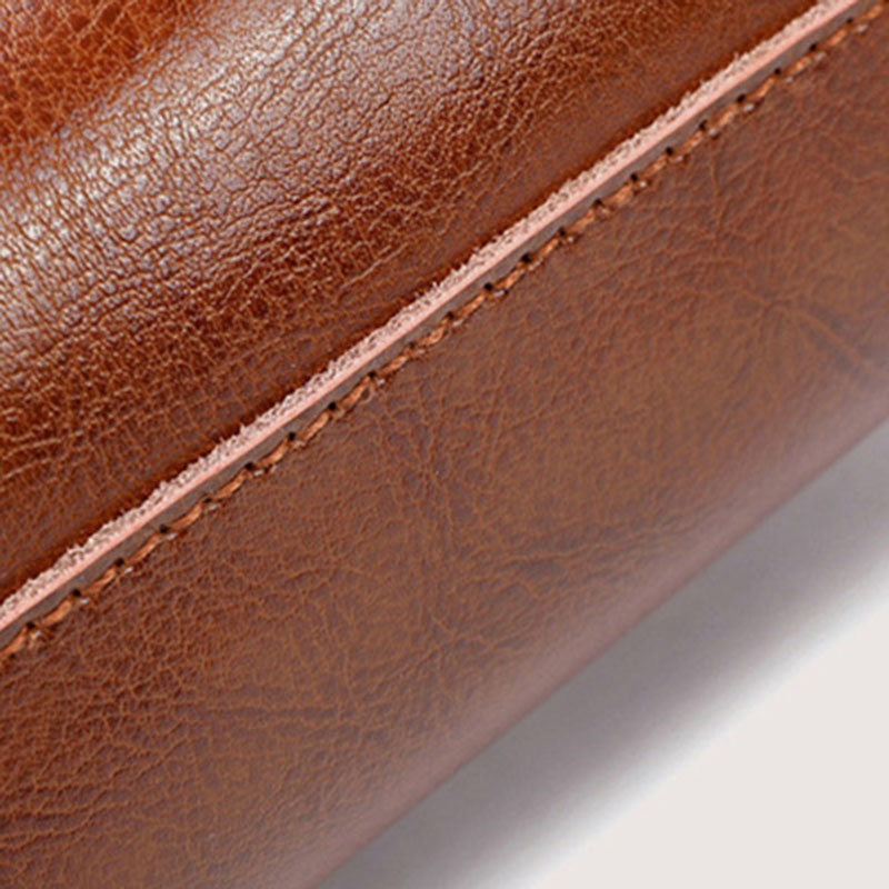 Women's Waxed Leather Structured Tote Shoulder Bag