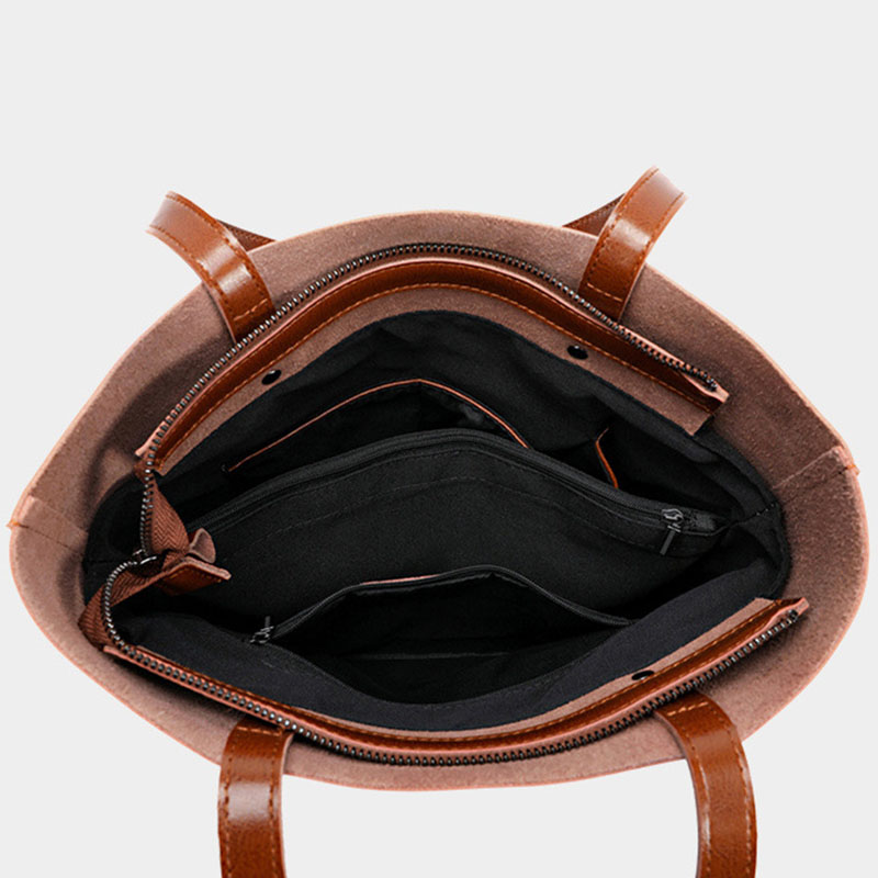 Women's Waxed Leather Structured Tote Shoulder Bag