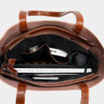 Women's Waxed Leather Structured Tote Shoulder Bag