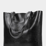Women's Waxed Leather Structured Tote Shoulder Bag