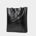 Women's Waxed Leather Structured Tote Shoulder Bag