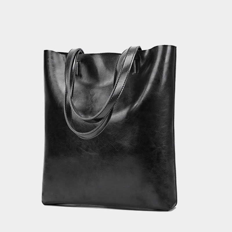 Women's Waxed Leather Structured Tote Shoulder Bag