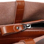 Women's Waxed Leather Structured Tote Shoulder Bag