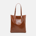 Women's Waxed Leather Structured Tote Shoulder Bag
