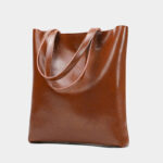 Women's Waxed Leather Structured Tote Shoulder Bag