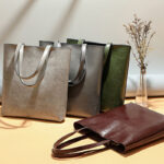 Women's Waxed Leather Structured Tote Shoulder Bag