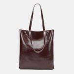 Women's Waxed Leather Structured Tote Shoulder Bag