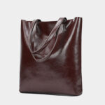 Women's Waxed Leather Structured Tote Shoulder Bag
