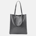 Women's Waxed Leather Structured Tote Shoulder Bag