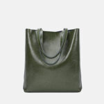 Women's Waxed Leather Structured Tote Shoulder Bag
