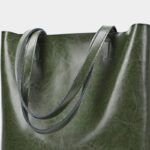 Women's Waxed Leather Structured Tote Shoulder Bag