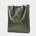 Women's Waxed Leather Structured Tote Shoulder Bag