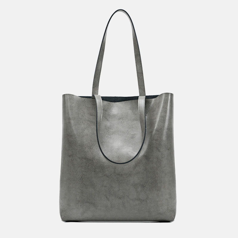 Women's Waxed Leather Structured Tote Shoulder Bag