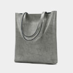 Women's Waxed Leather Structured Tote Shoulder Bag