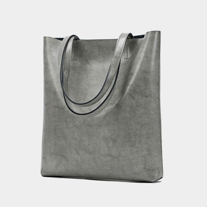 Women's Waxed Leather Structured Tote Shoulder Bag