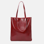Women's Waxed Leather Structured Tote Shoulder Bag