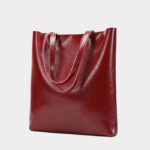 Women's Waxed Leather Structured Tote Shoulder Bag
