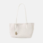 Women's Split Leather Woven Knot Charm Tote Shoulder Bag