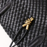 Women's Split Leather Woven Knot Charm Tote Shoulder Bag