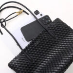 Women's Split Leather Woven Knot Charm Tote Shoulder Bag