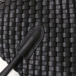 Women's Split Leather Woven Knot Charm Tote Shoulder Bag
