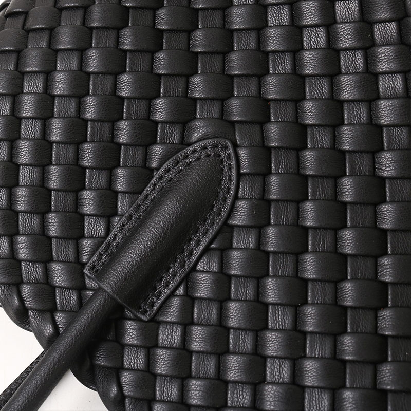 Women's Split Leather Woven Knot Charm Tote Shoulder Bag