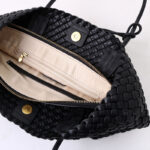 Women's Split Leather Woven Knot Charm Tote Shoulder Bag