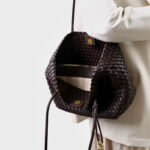 Women's Split Leather Woven Knot Charm Tote Shoulder Bag