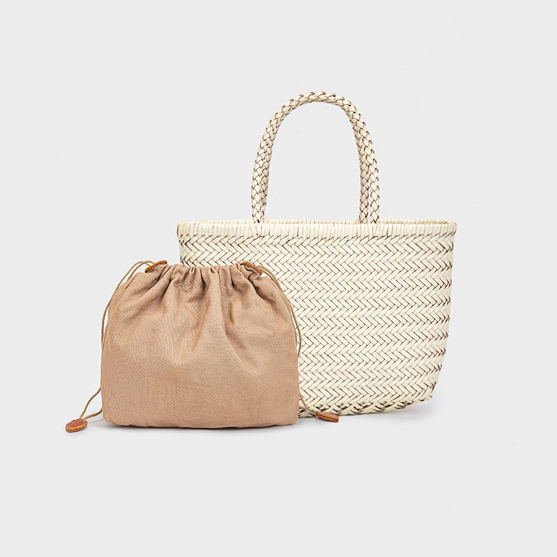 Women's Split Leather Woven Shoulder Crossbody Strap Tote Bag