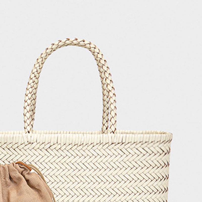 Women's Split Leather Woven Shoulder Crossbody Strap Tote Bag