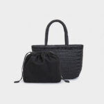 Women's Split Leather Woven Shoulder Crossbody Strap Tote Bag