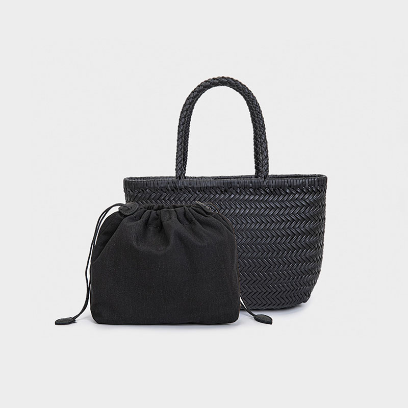 Women's Split Leather Woven Shoulder Crossbody Strap Tote Bag